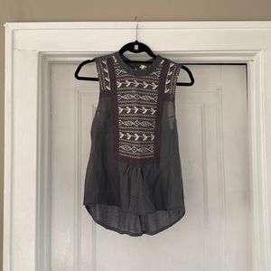 Embroidered dark gray blouse